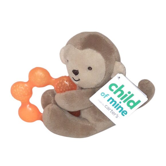 2015 Carter's Child Of Mine Monkey Orange Teether Ring Stuffed Plush Toy 5" - Picture 1 of 4